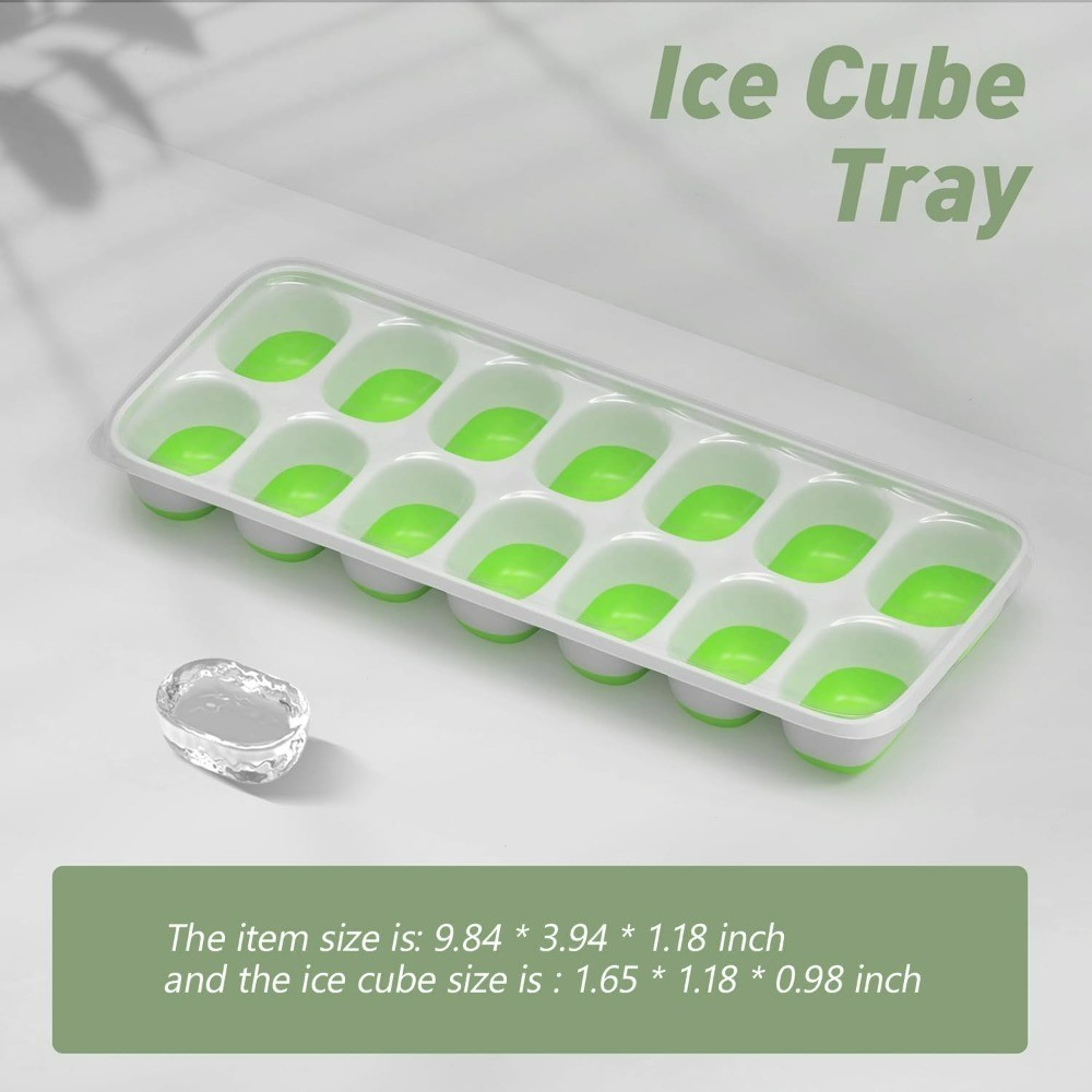 Stackable Ice Cube Trays with Lids 2 Pack 28 Cube Easy-Release Plastic Silicone
