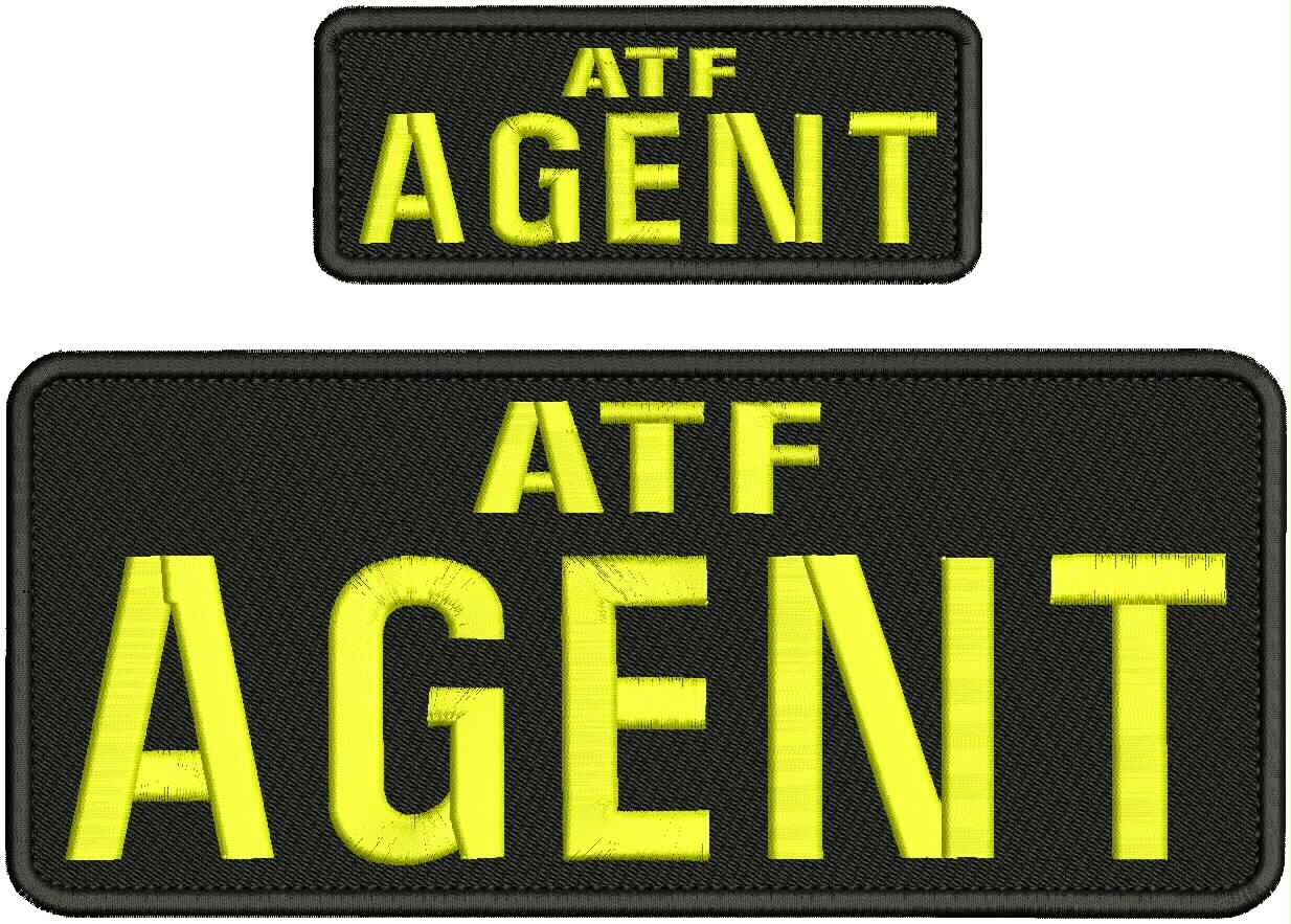 ATF AGENT embroidery patches 4x10 and 2x5 hook on back letters YELLOW