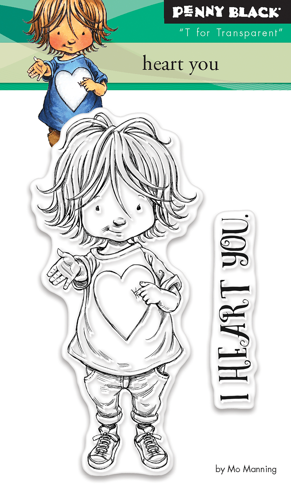 Heart You Valentine Child Penny Black Clear Rubber Stamp Set 3"X4" 30-458 New