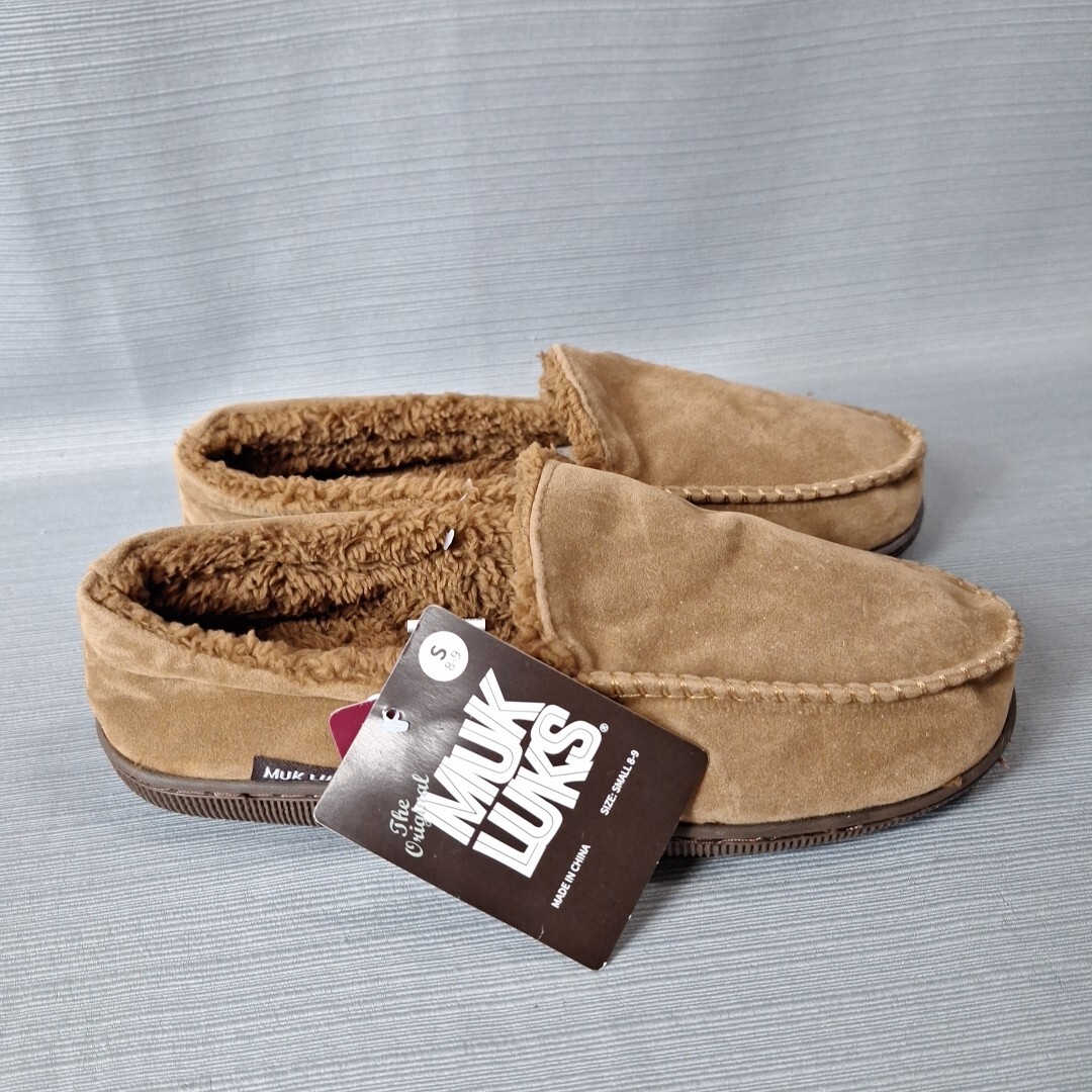 The Original MUK LUKS Loafers Memory Foam Brown Faux Suede Men's Size S