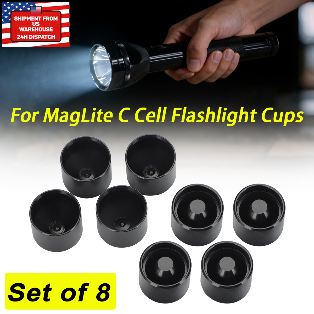 8X For MagLite C Cell Flashlight Cups Hidden Dry Storage Cup - Non Freeze Plugs
