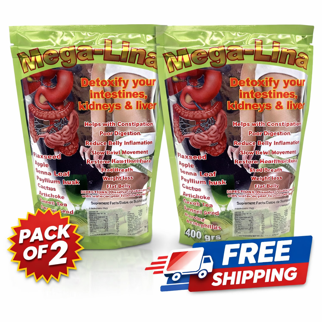 Megalina Detox 14oz Pack of 2 Liver Kidney Intestine Cleanse Fiber Flax Seed