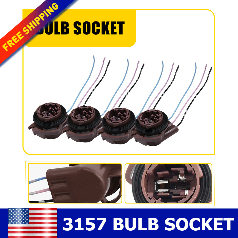 4x 3157 4157 Bulb Socket Pig Tail Harness Wire Plug For Turn Signal Brake Light