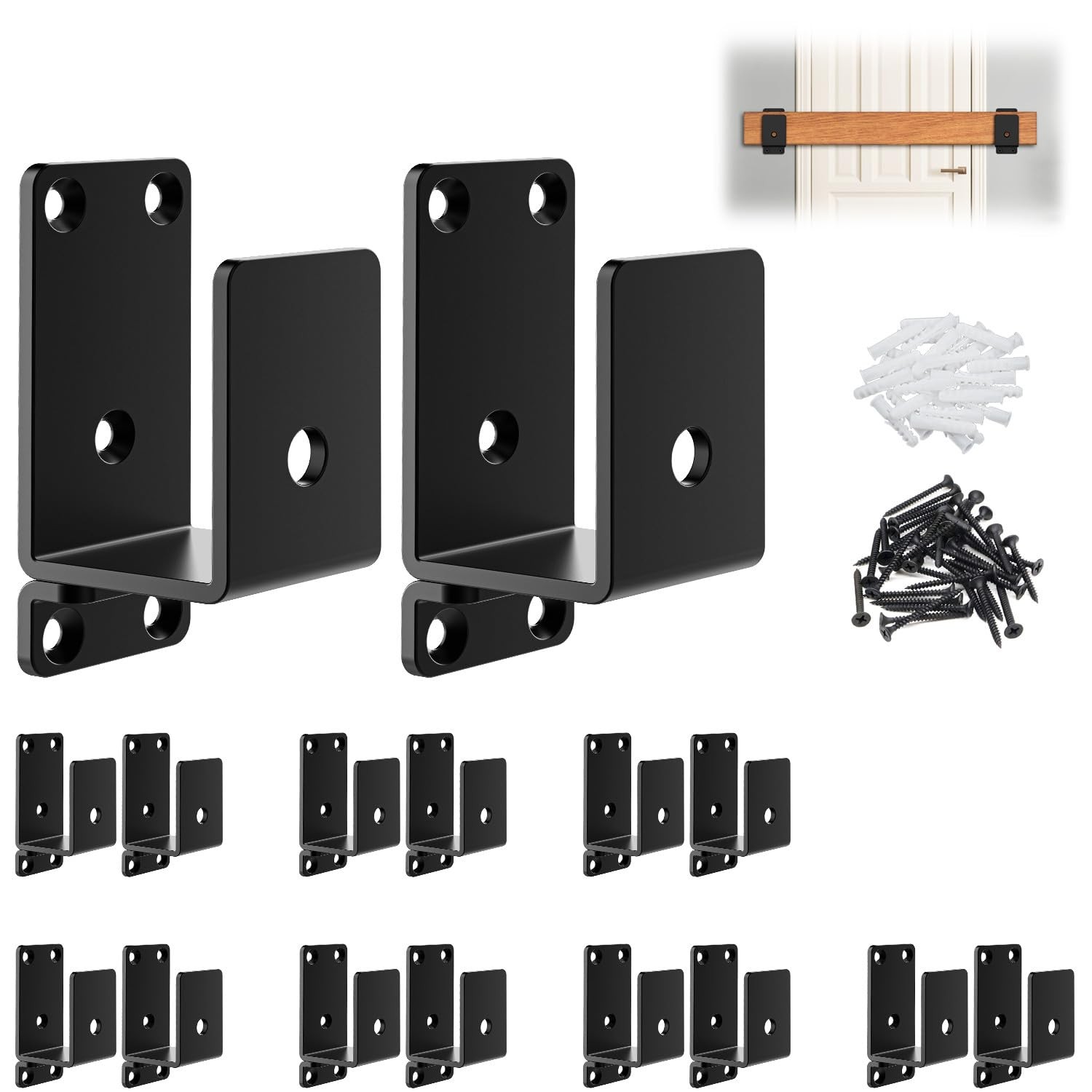 16Pcs 2x4 Heavy Duty Steel U Bracket Door Barricade Brackets for Home Security