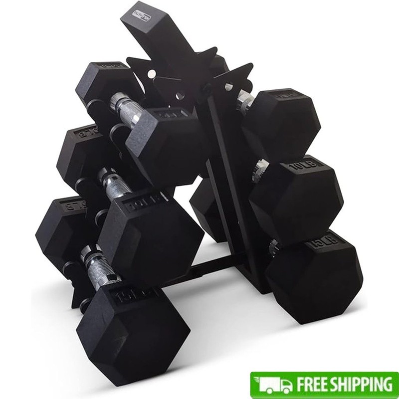 Hex Dumbbells Rubber Strength Training Heavy Weight Set Fitness Equipment New