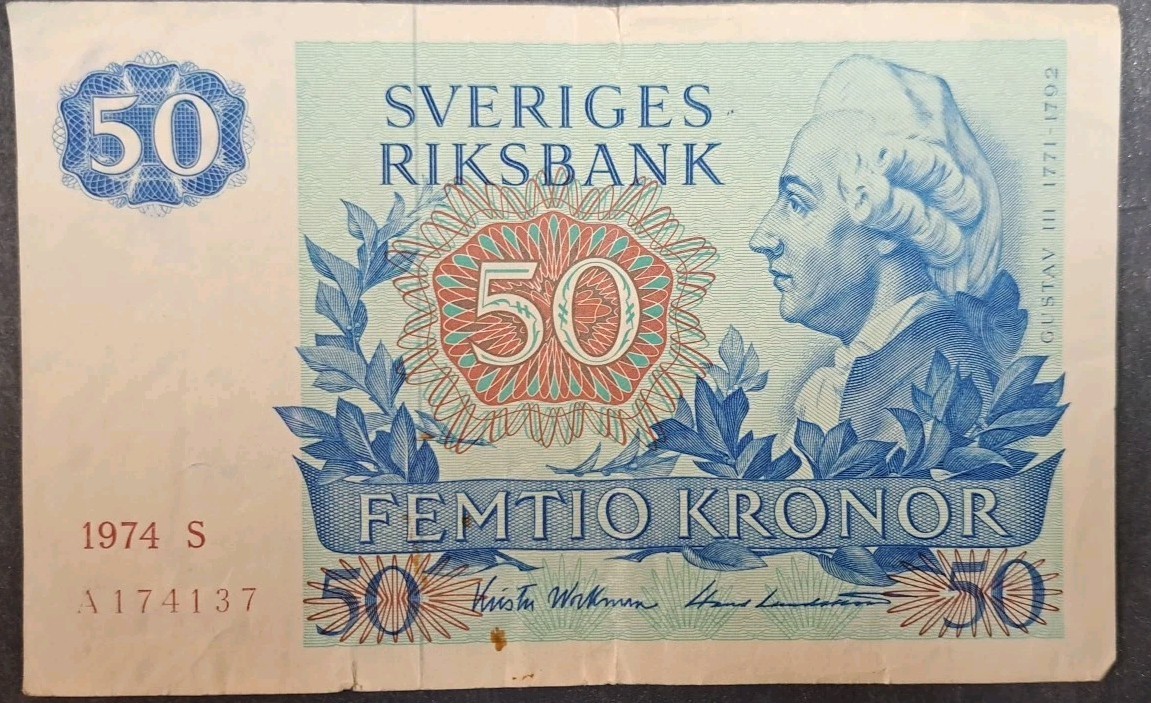 1974 Sweden 50 Kronor P53b, S-A174137.