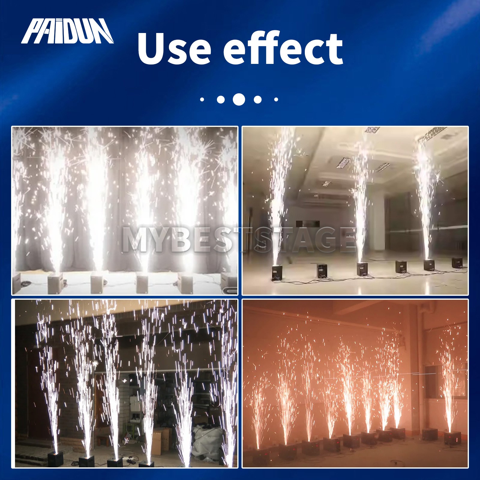 PAIDUN 2PCS Large Cold Spark Machine 850W DMX Firework Stage Effect Flight Case