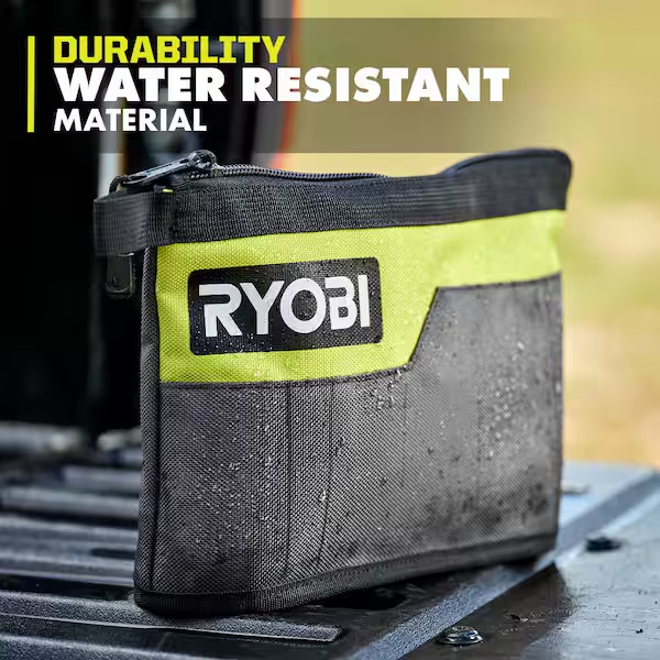 Ryobi Waterproof 12 In. Zipper Utility Pouch for Tools, Multi-Purpose Bag