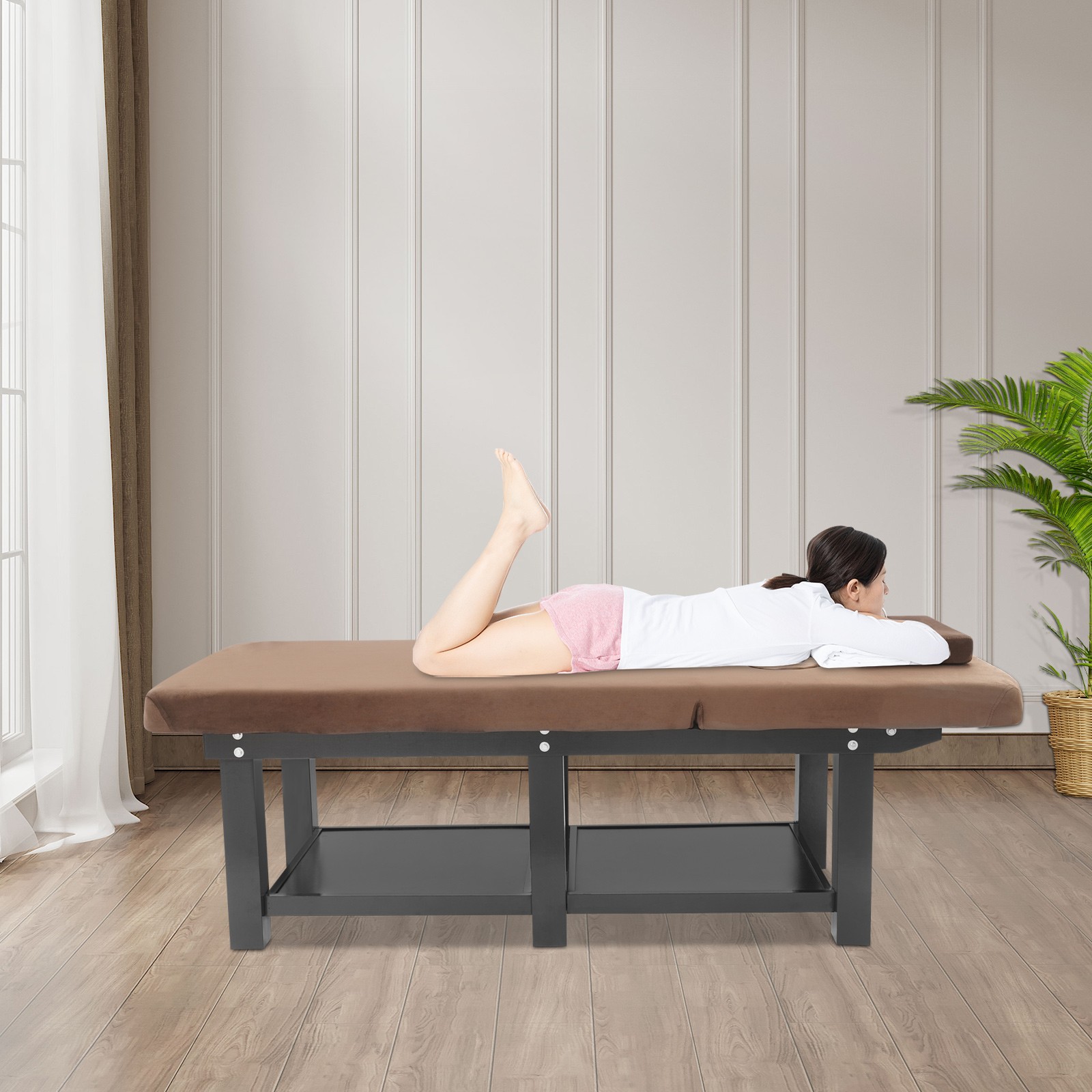 Massage Table 190cm Solid Wood, Sponge, Velvet Cloth Therapy Bed Massage Bed