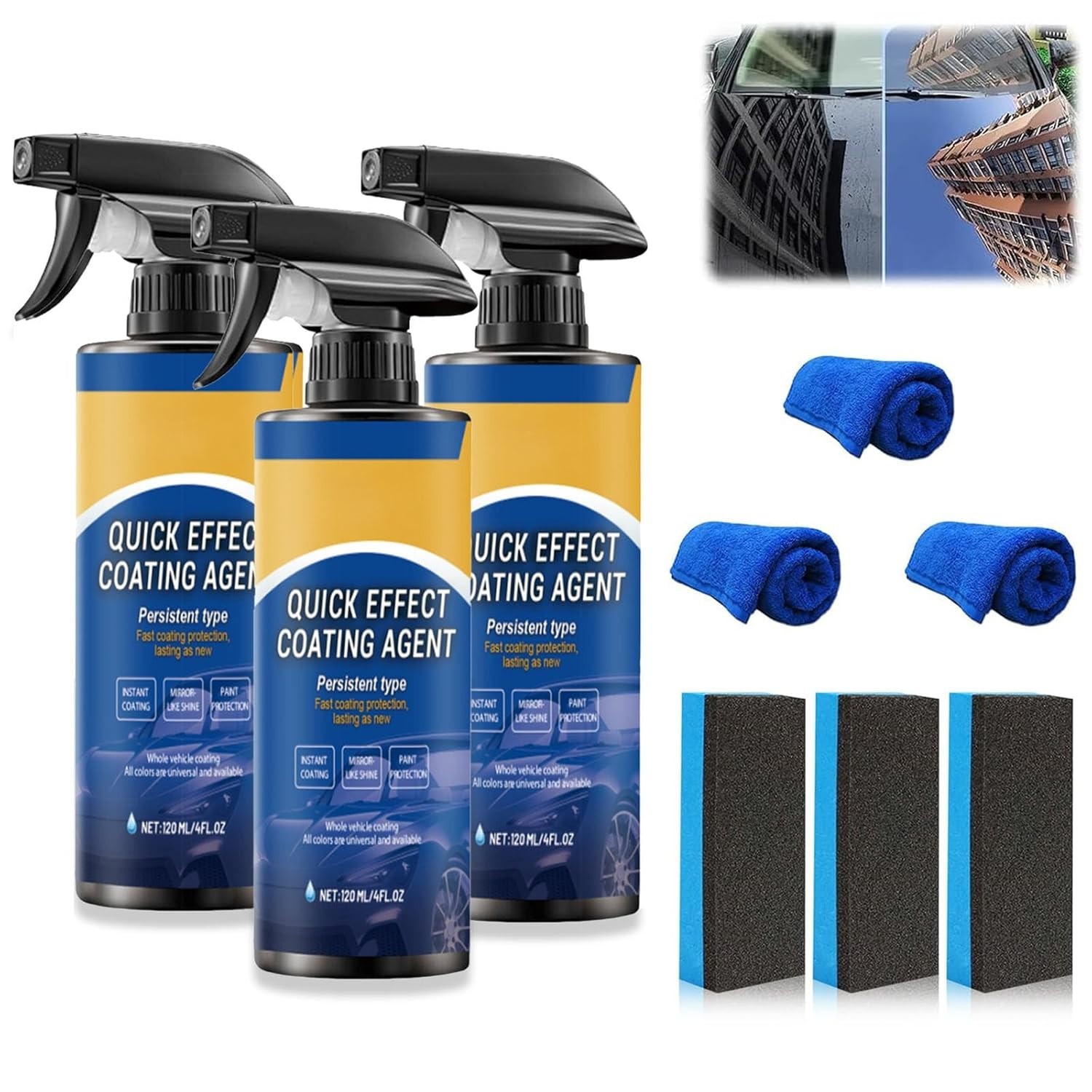 3 Pack Car Coating Spray 360ML | Quick Wax Polish & Scratch Protection