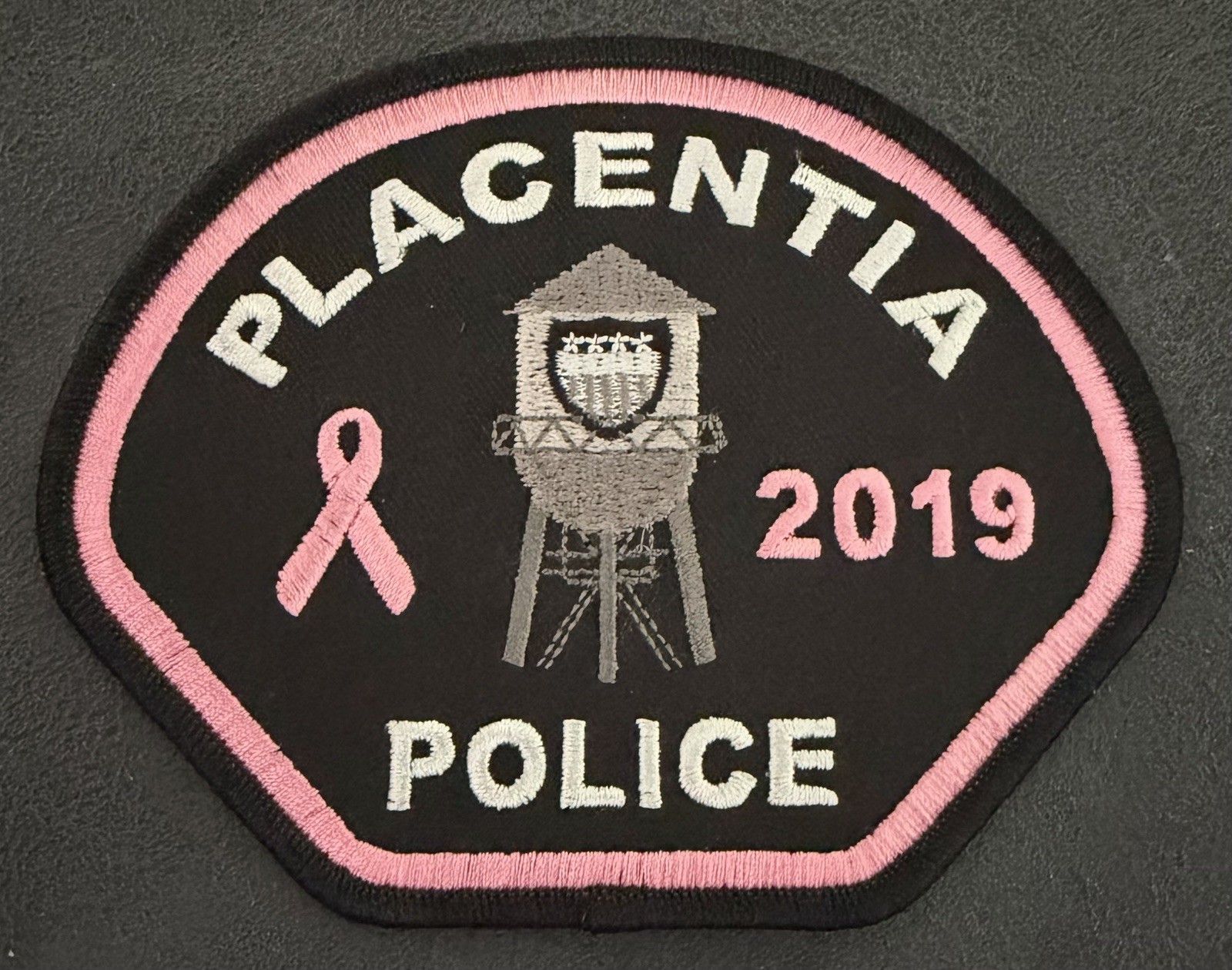 California Pink Patch. 2019 Placentia Police Dept.