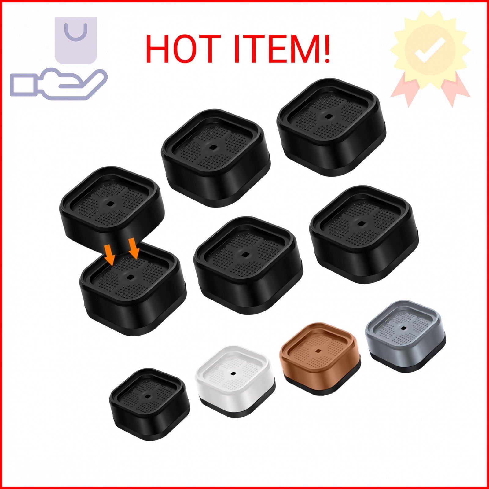shouwuhho 4 Pack Furniture Risers Adjustable Bed Risers Heavy Duty Lifts Height