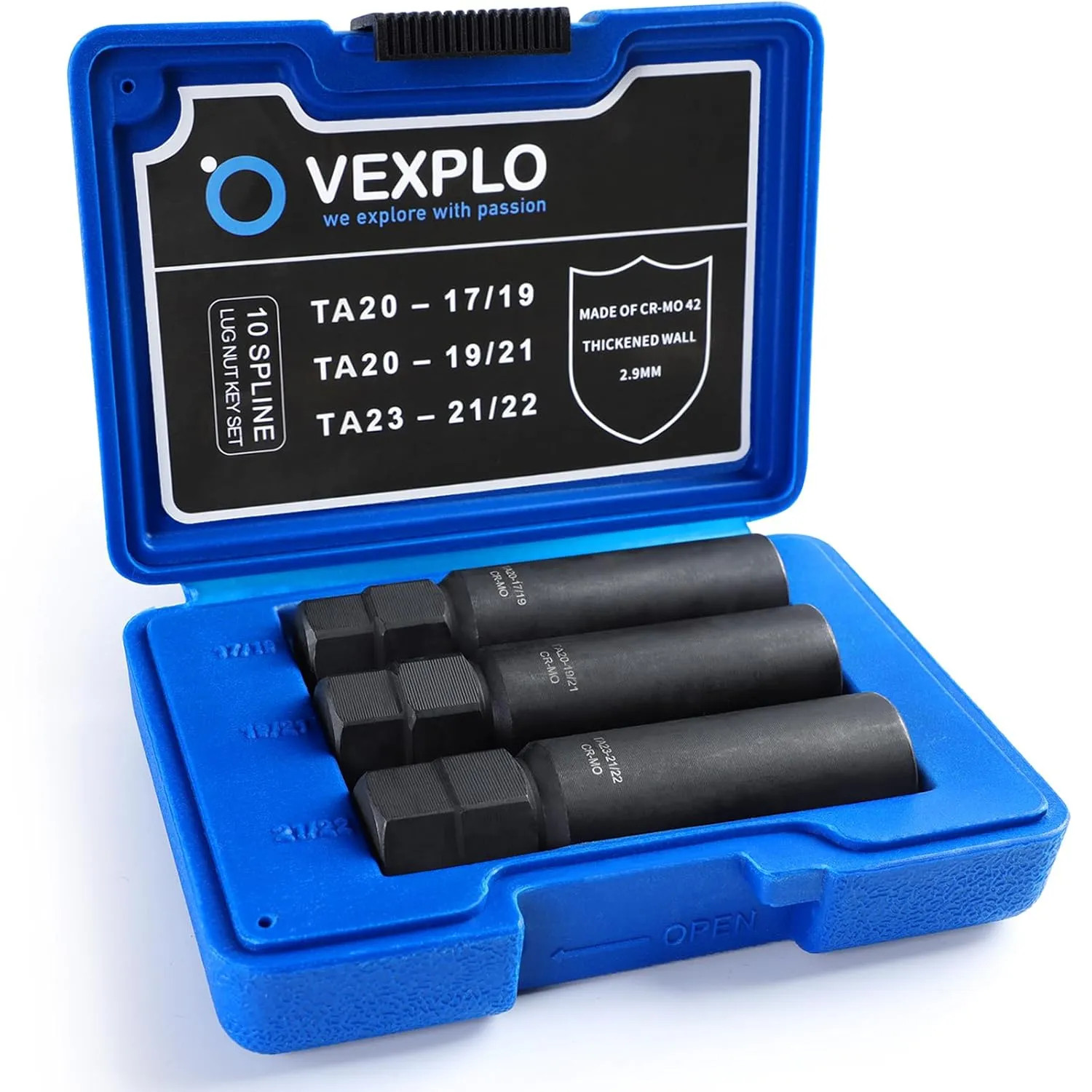 3 Piece 10 Spline Lug Nut Key Set Thick Wall Socket For Aftermarket Wheel Locks