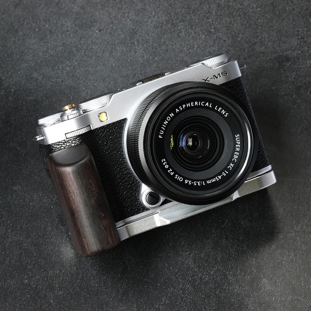Wood Hand Grip Aluminum Base Plate QR L Handle Plate For Fujifilm X-M5 Camera
