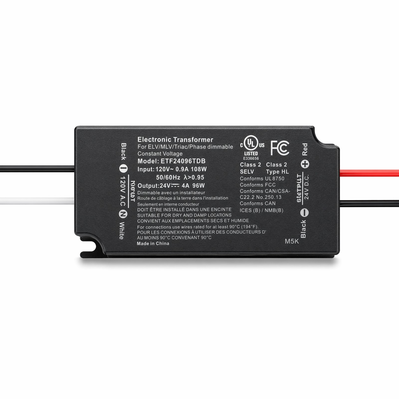 96W Dimmable LED Driver, AC to DC 24V Power Supply , For LED Strip Light