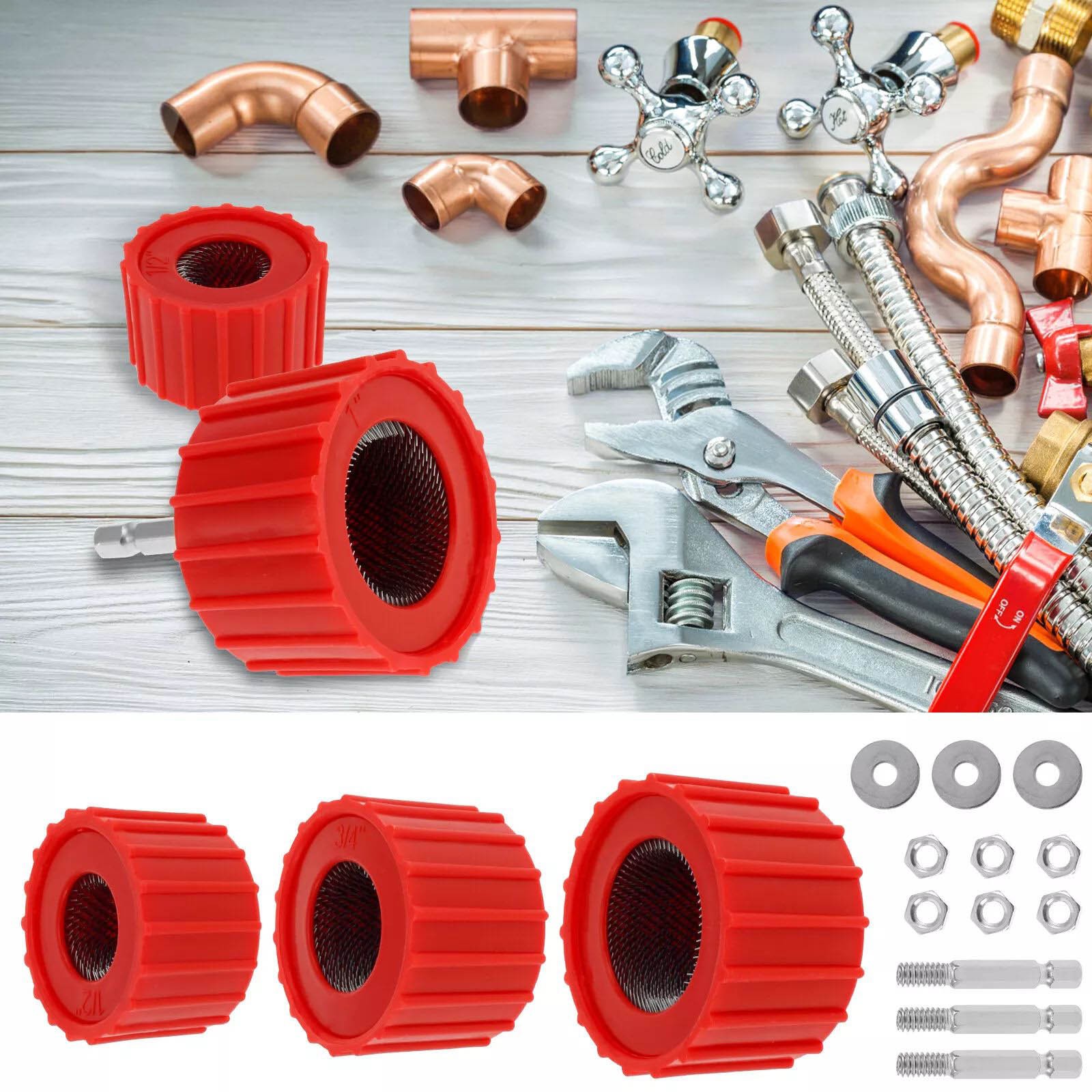 3PCS Copper Pipe Cleaner for Electric Drill Metal Bronze Tube Cleaning Brush
