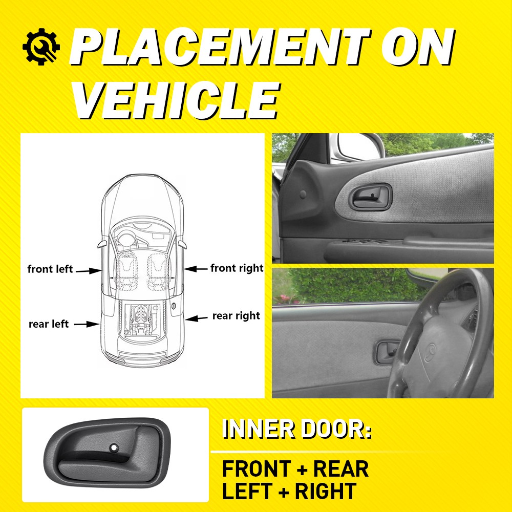 Gray Inner Inside Interior Door Handle Left & Right Set for 93-97 Corolla NEW