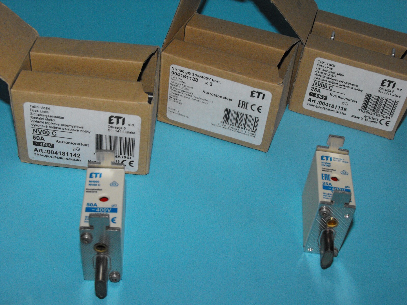 ETI NV00C 25A+ETI NV00C 50A.Fuse.400V.(LOT9PCS).NEW