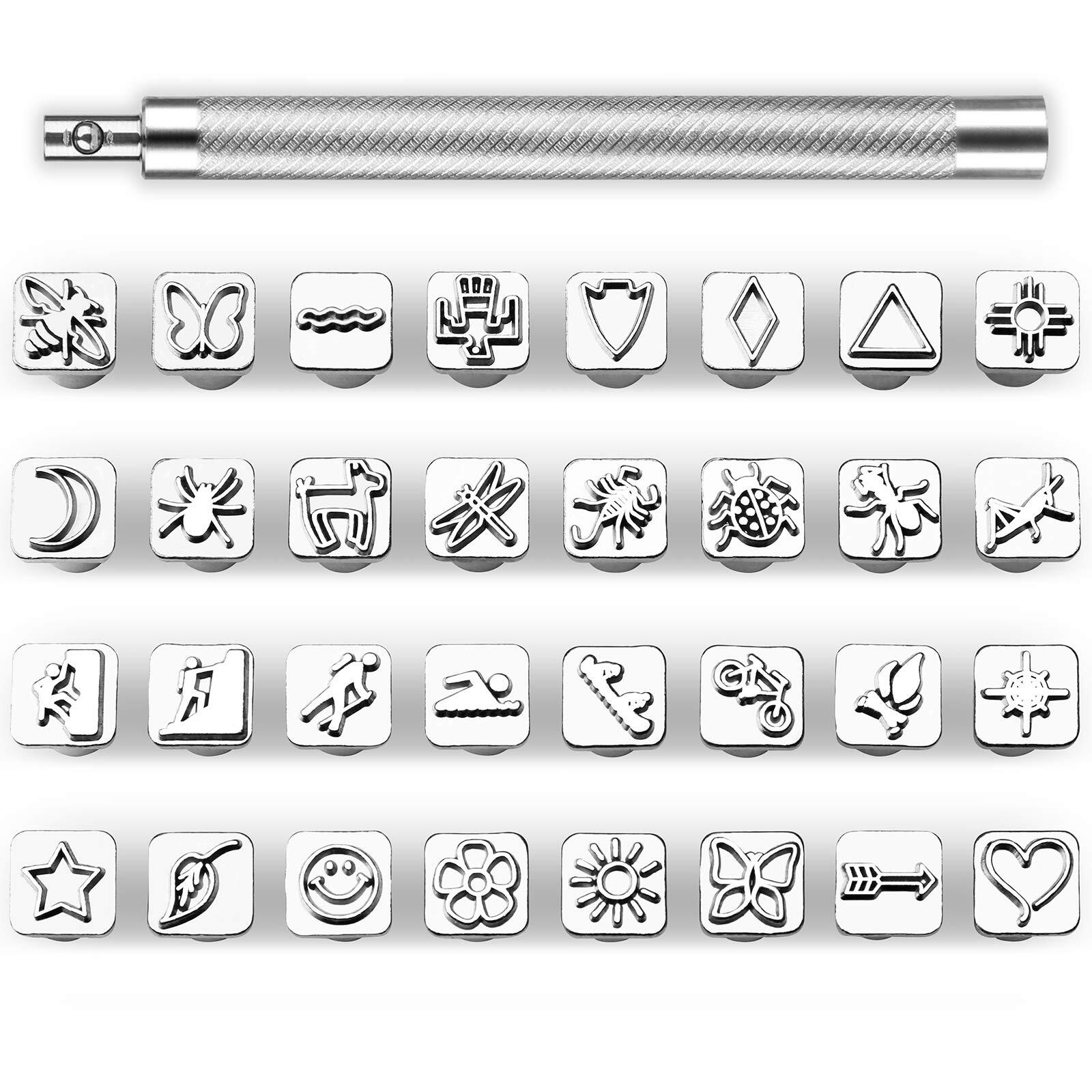 Leather Stamping Tool Set 33 Pieces 32 Patterns 1 Handle Quality Craft