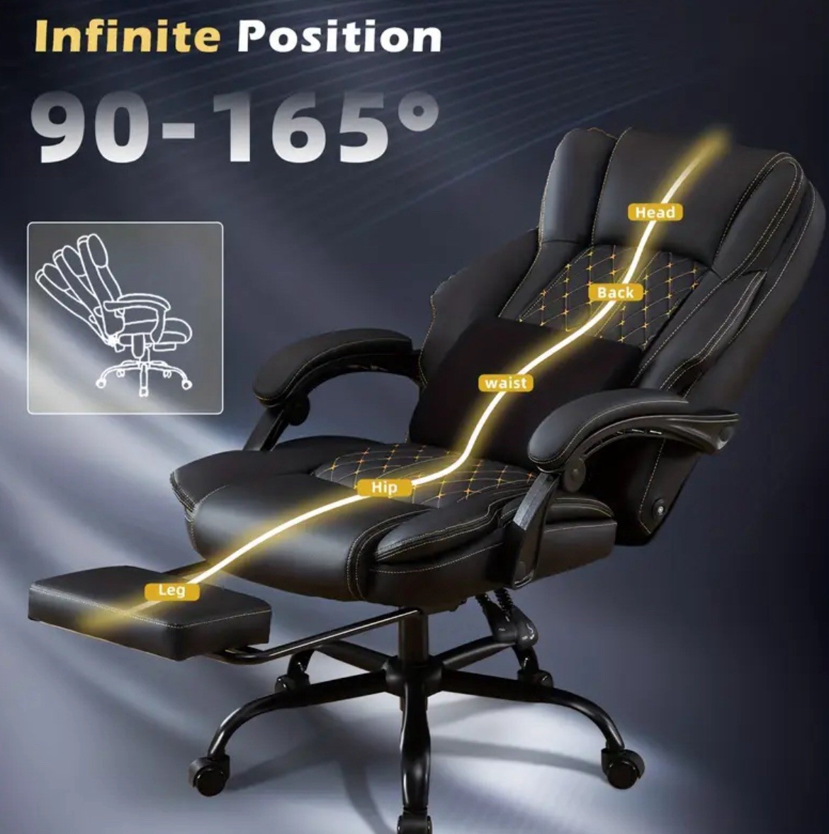 3D Massage Tall Leather Chair Heavy-Duty With Foot-Rest Reclining & Swivel Base