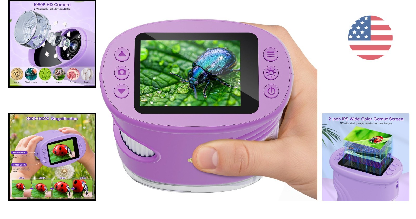Compact 1000X Mini Pocket Microscope for Kids - Interactive Science Exploration