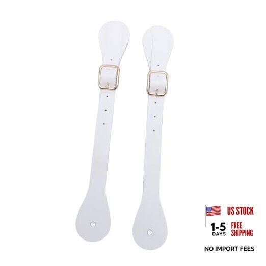 Pair of Spur Straps, Synthetic Leather Spur Straps Adjustable Length White