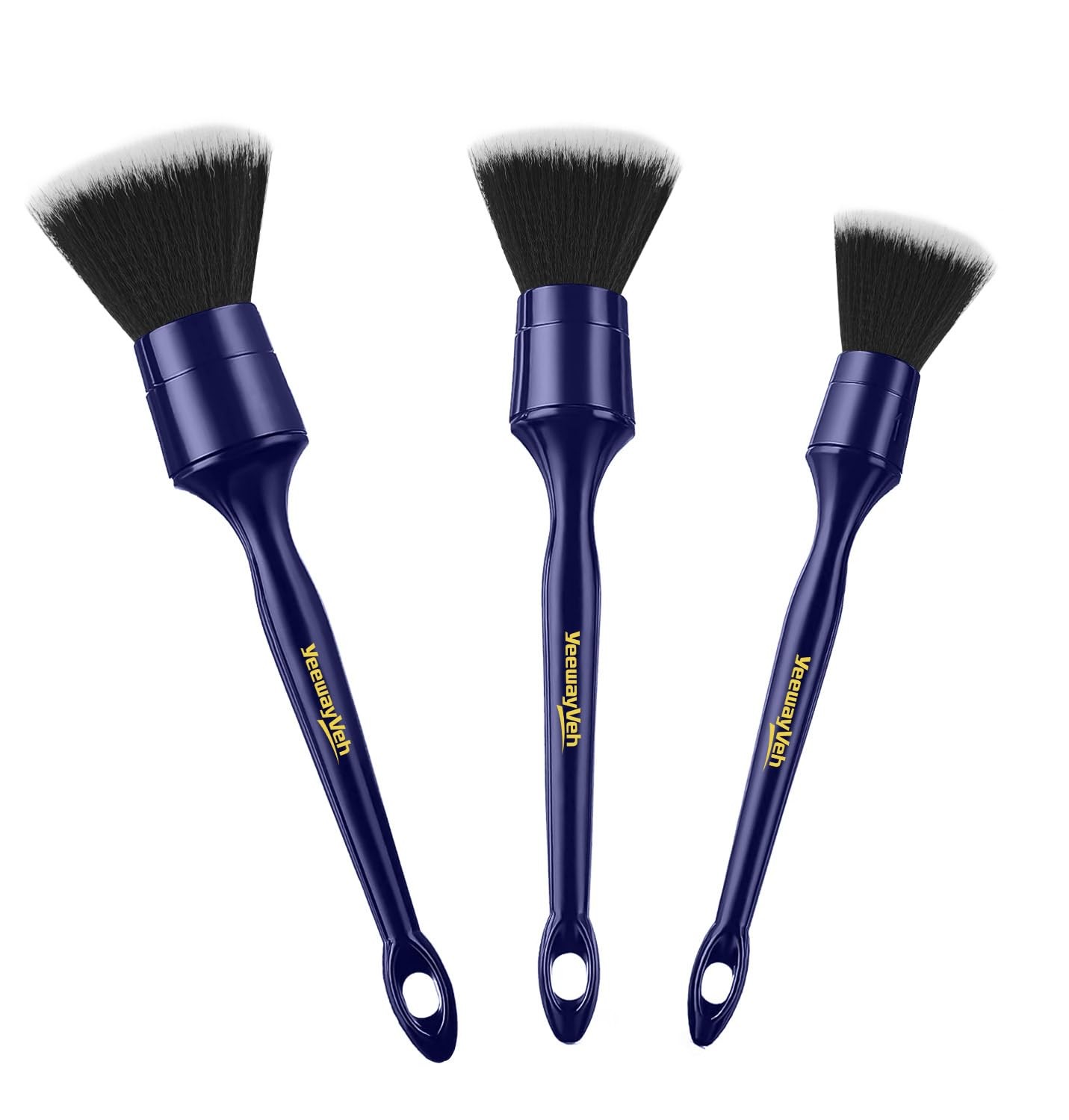 YeewayVeh Car Detailing Brush Set, 3PCS Ultra Soft and Thick No Indigo/Black