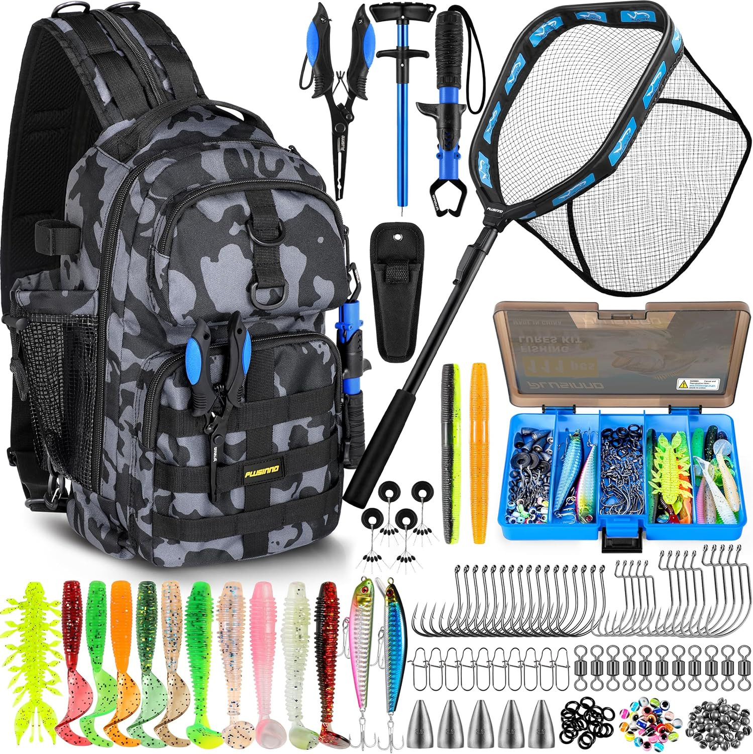 Fishing Backpack with Floating Net & Tackle Boxes - Waterproof Gear for Men