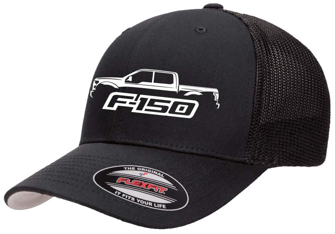 2015-20 Ford F150 Pickup Truck Outline Design Flexfit Trucker One Size, Black