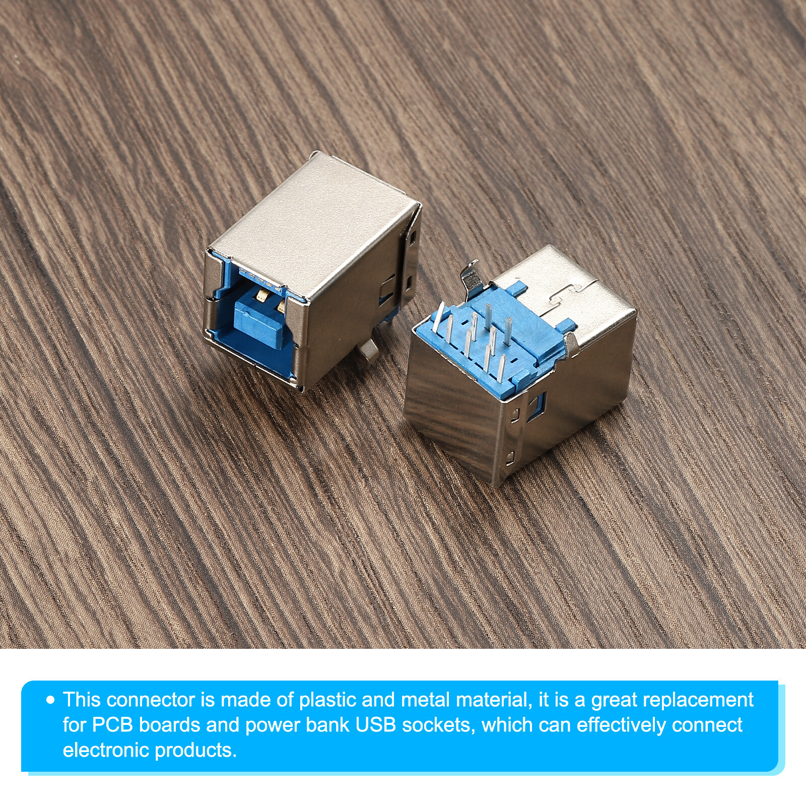 2Pcs USB Connector 3.0 Type B 9Pin Female 90 Degree Jack Solder USB Adapter