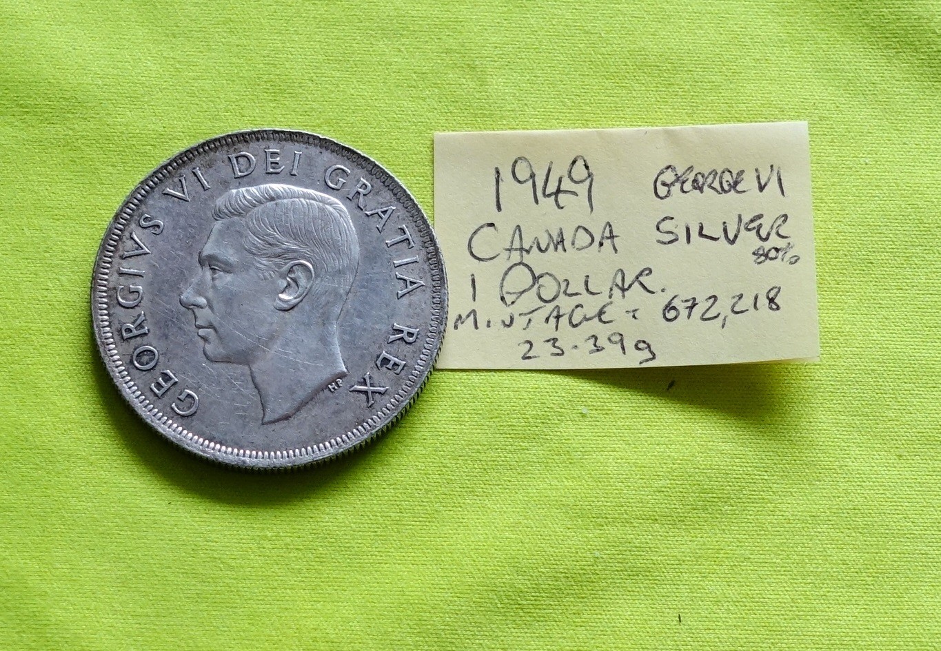 1949 Silver 1 Dollar Canada - Union of Newfoundland & Dominion 23.39g coin