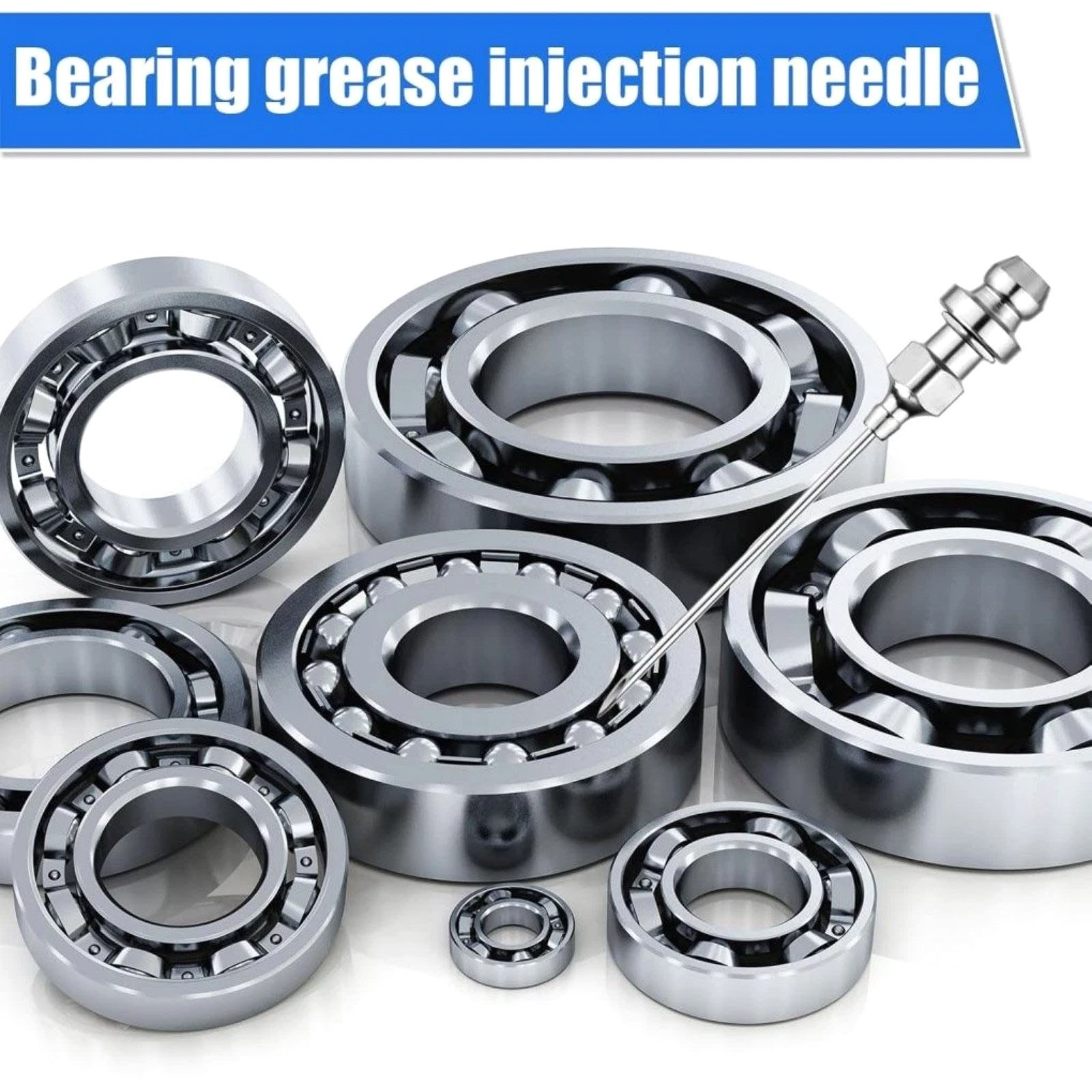 Grease Gun Accessory Kit 7pcs with Needle Nozzles Rubber Tip and Elbow Adapter