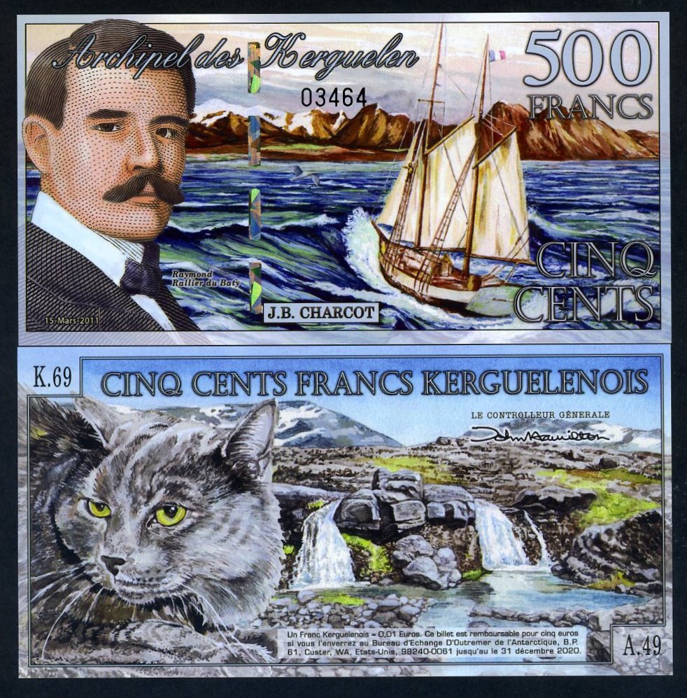 Kerguelen Island 500 Francs, 2011, POLYMER, F