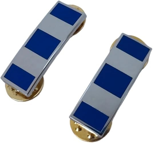 PAIR OF US COAST GUARD WARRANT OFFICER 3 (CW3)  RANK DRESS LAPEL PIN METAL BADGE