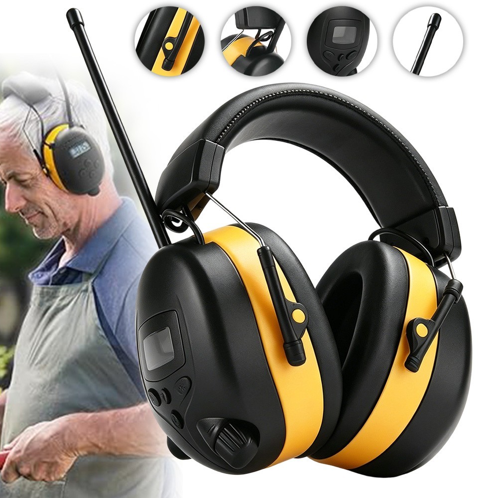 FM Radio Headphones with Digital Display 30dB FM Hearing Protection Earmuffs