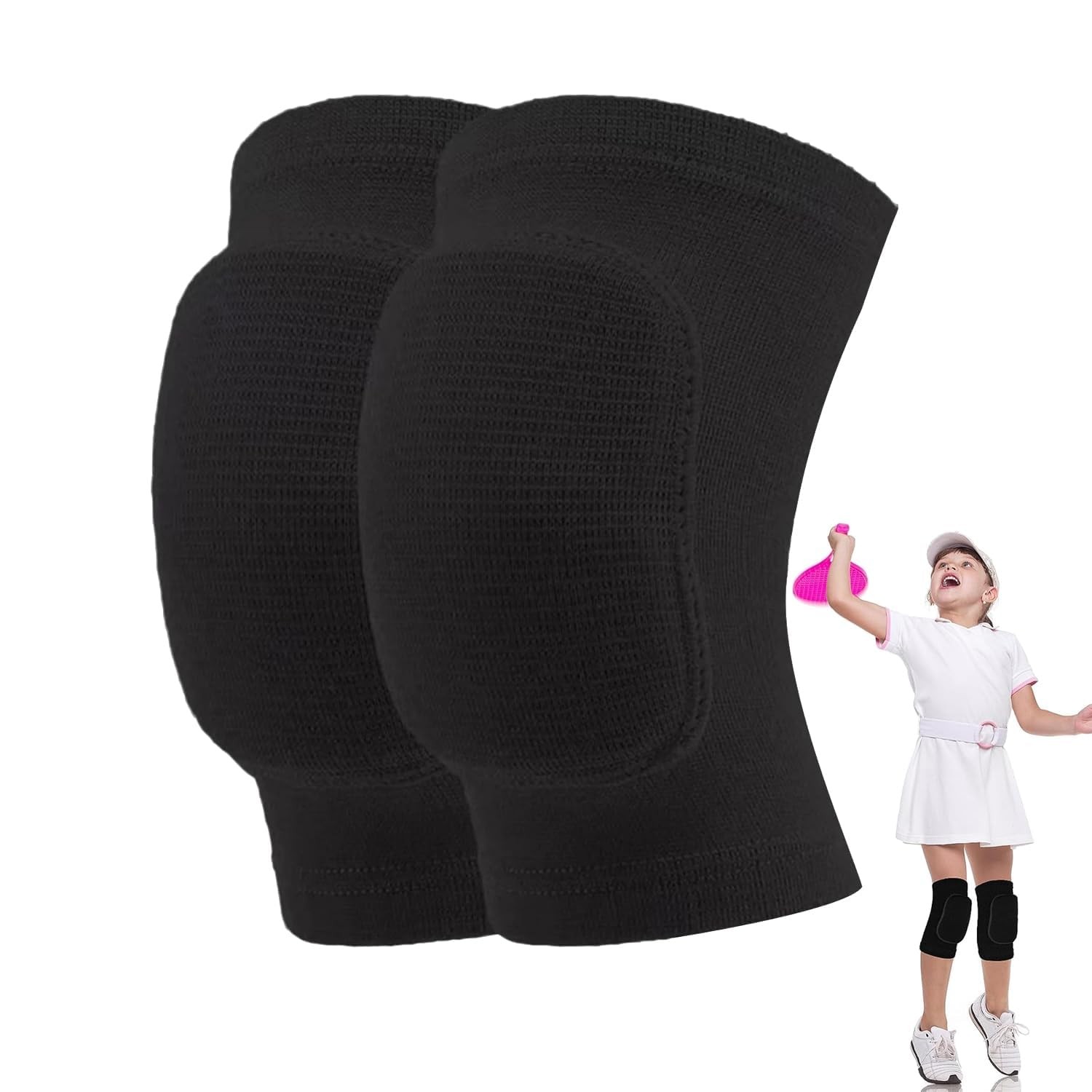 FAQUSA Volleyball Knee Pads for Women Men Youth Kids, X-Small, Black