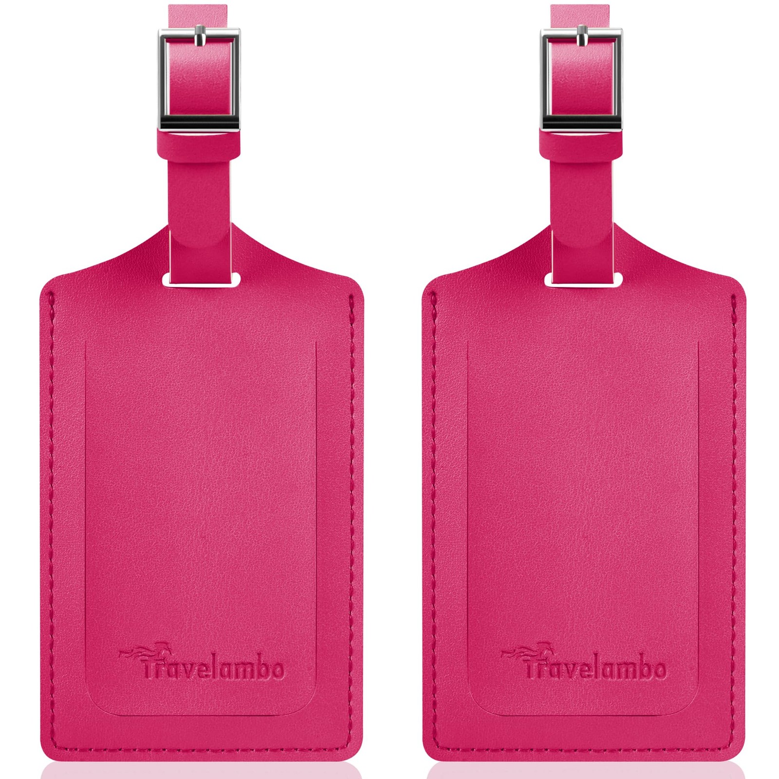 Travelambo Luggage Tags for Suitcases Faux Leather Privacy Medium, Rose Red