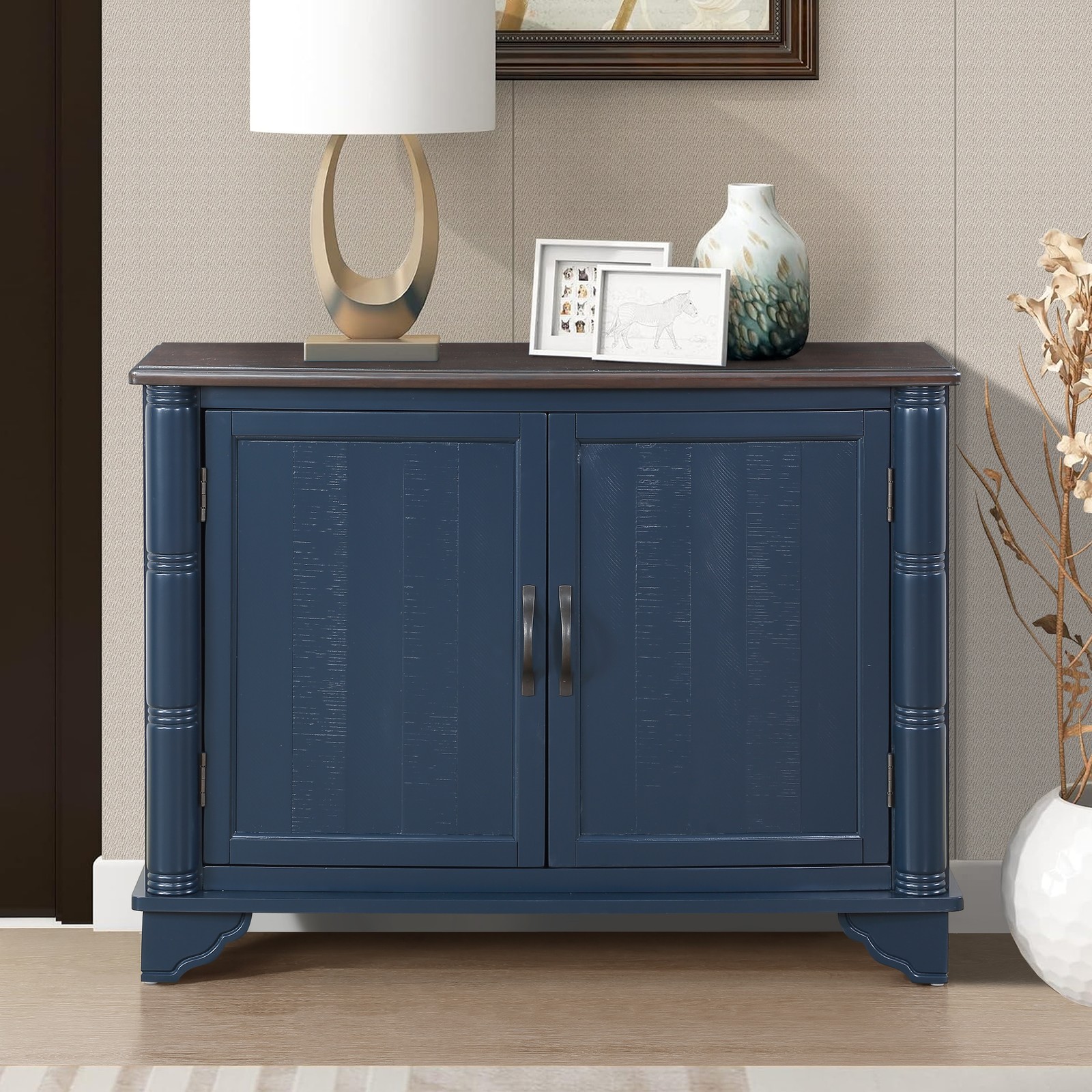 40"  Console Table with Storage Shelf, Retro Entryway Table with Adjustable Sto