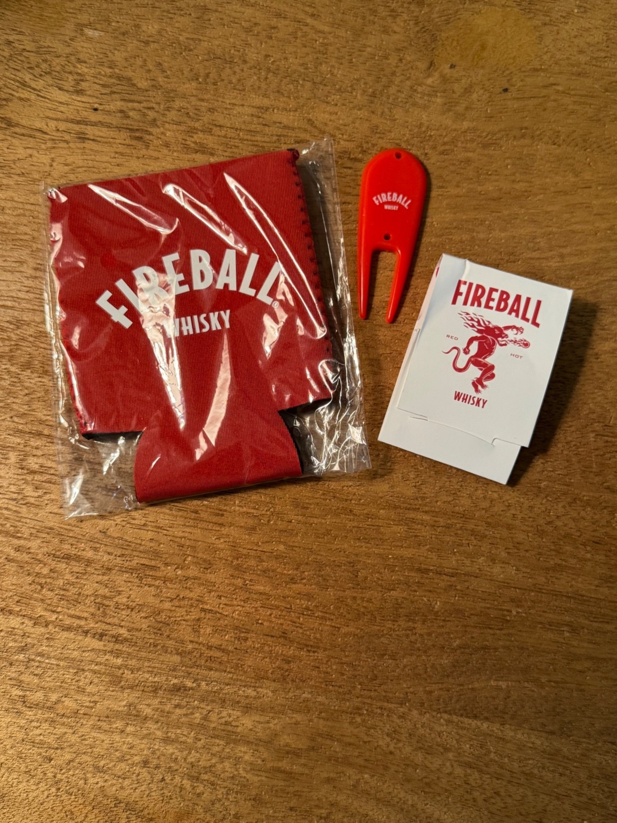 Fireball Advertising Divot, Koozie Can Holder & Gold Ball Tees NEW