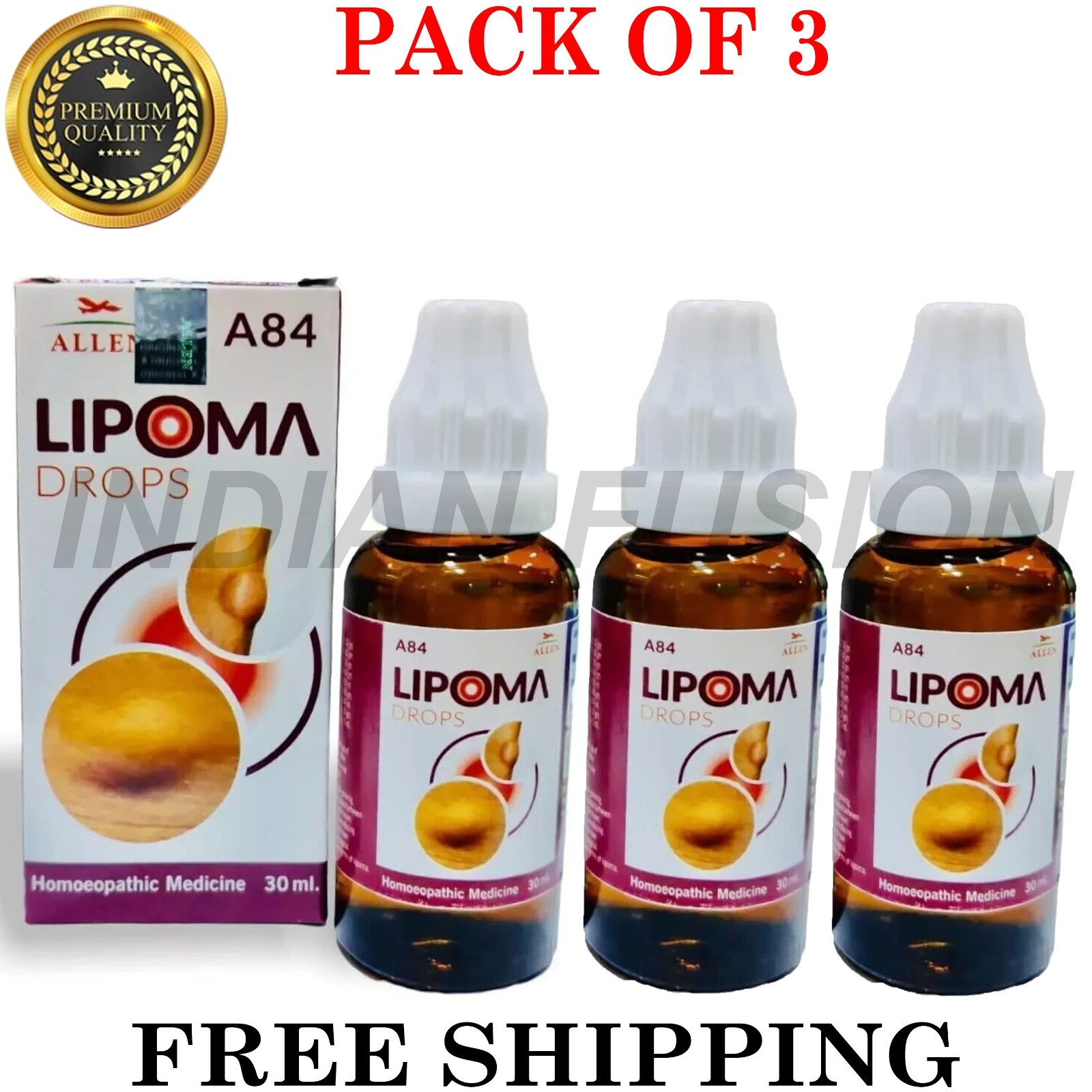 ALLEN A84 Lipoma Drops (30 ML) Reduce glandular swelling Drop PACK OF 3