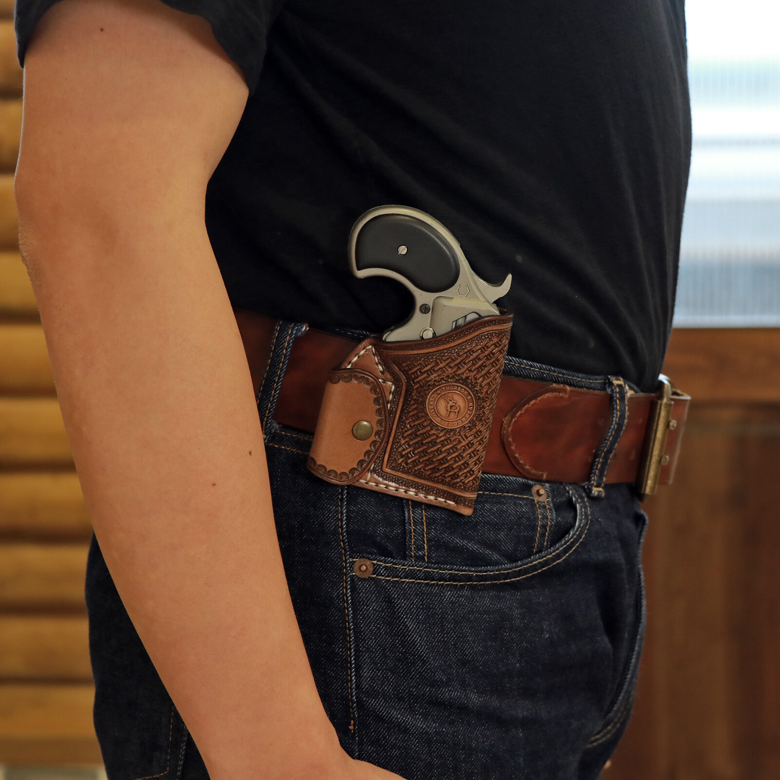 Tourbon Leather Holster for NAA Mini Revolver Ammo Holder Left/Right Handed