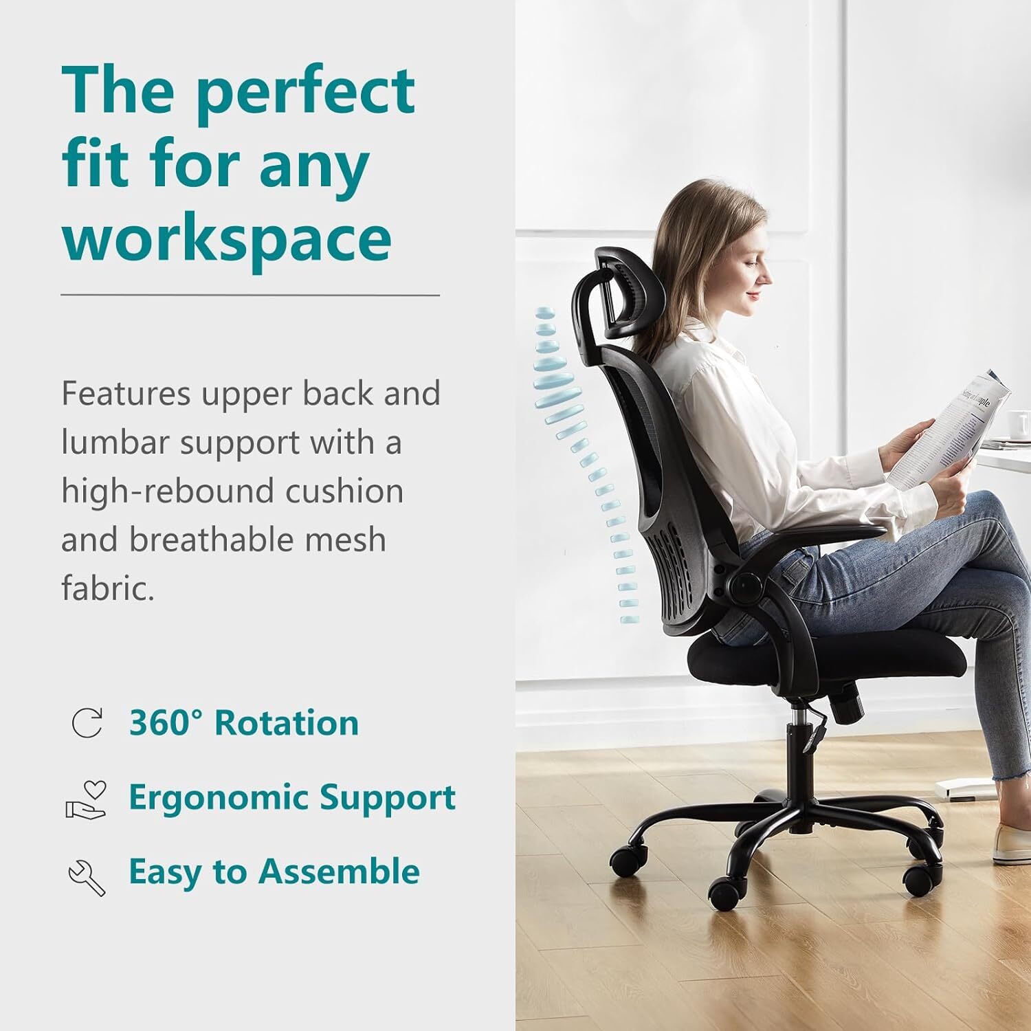 Home Office Computer Desk Chair Ergonomic High-Back Mesh Rolling Work Task Chair