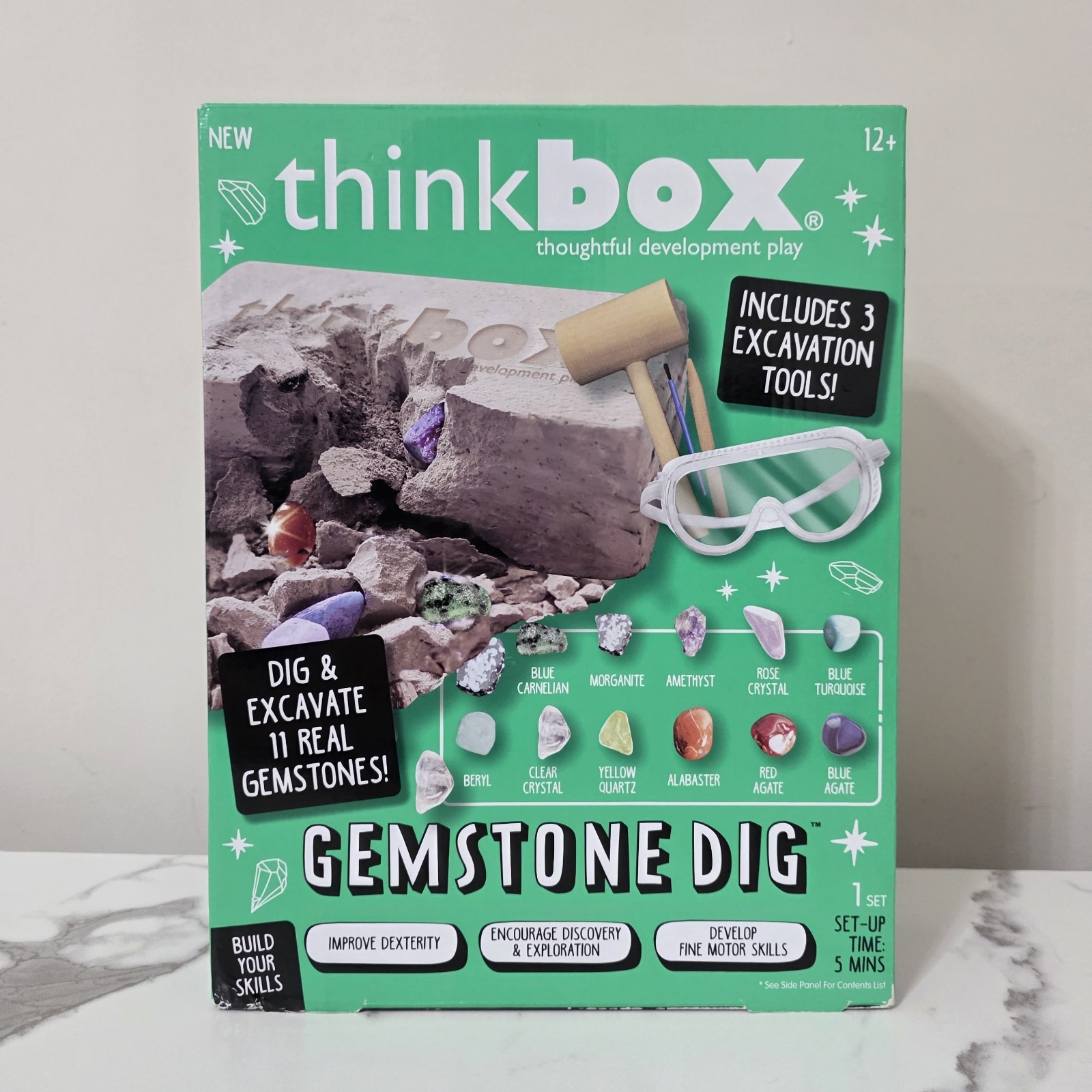 Think Box Gemstone Dig & 3 Excavation Tools 6 Rael Gemstones