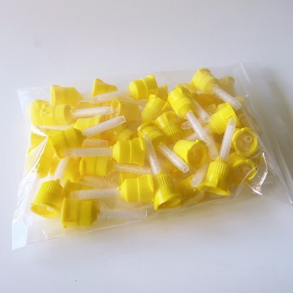 Dental Mixing Tips Impression Short Yellow 5Cm 1:1 Yellow  T-Type  100PCS