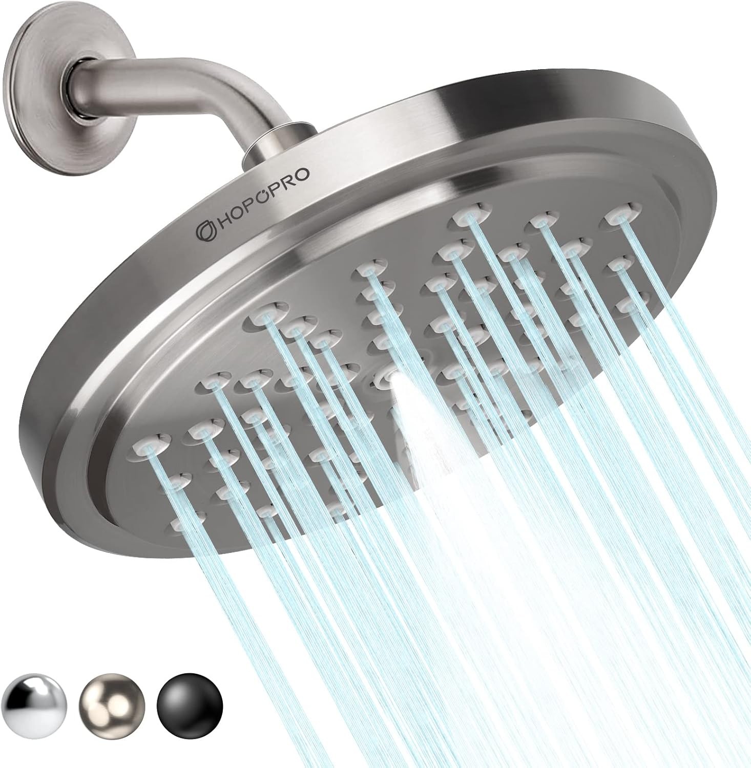 High Flow Shower Head - High Pressure Rain - 7 Inch Rainfall Spray Showerhead -