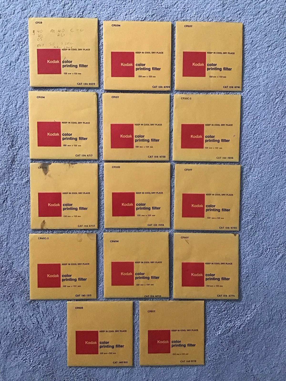 Lot of 14 KODAK Color Printing Filters 125mm x 125mm 3 Sealed 11 Unsealed