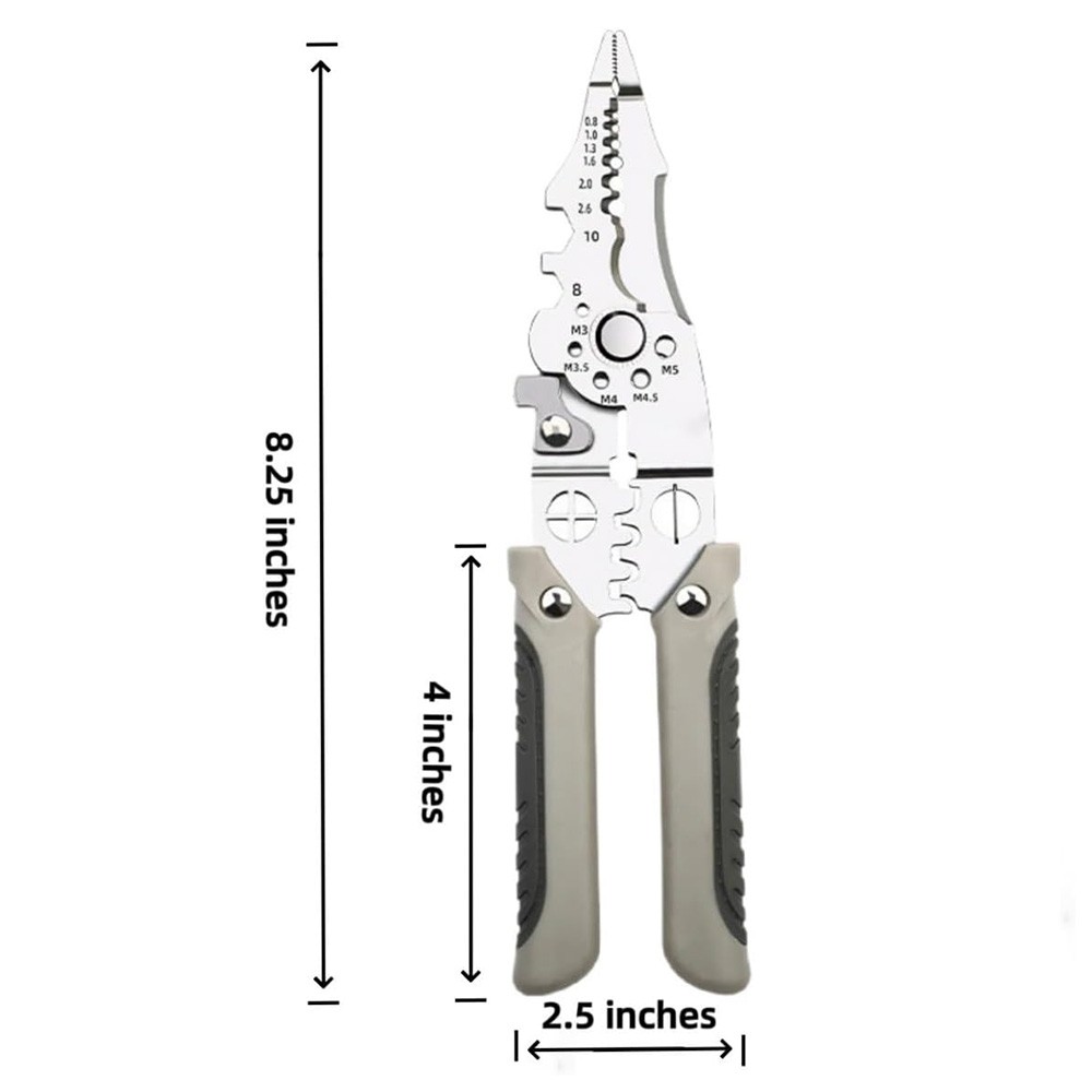 2 PACK Multifunctional Wire Stripper Crimper Cable Cutter Pliers Adjustable Tool