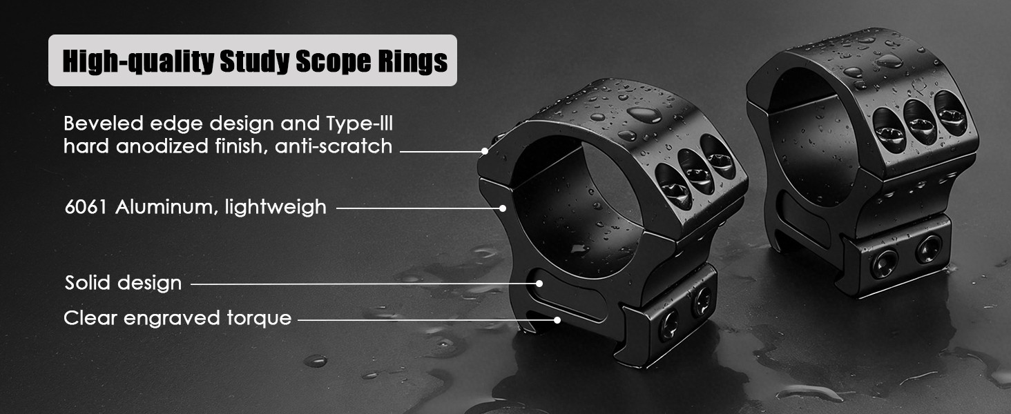 2Pcs 30mm Diameter Precision Scope Rings Mount for 20mm Rail Medium Profile