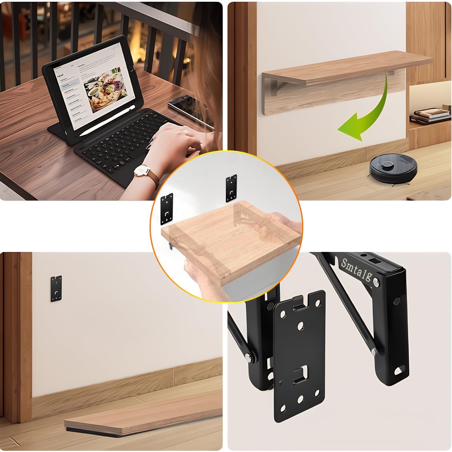 Folding Shelf Brackets，Detachable Folding Bracket，2 Pack Heavy Duty Wall Moun...