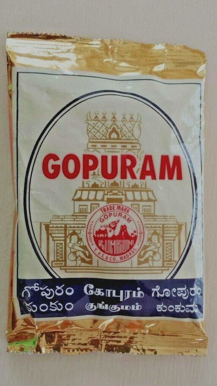 Gopuram Kumkum Powder- Sindhoor for Pooja and Other Hindu Rituals- 40g X 3 Packs
